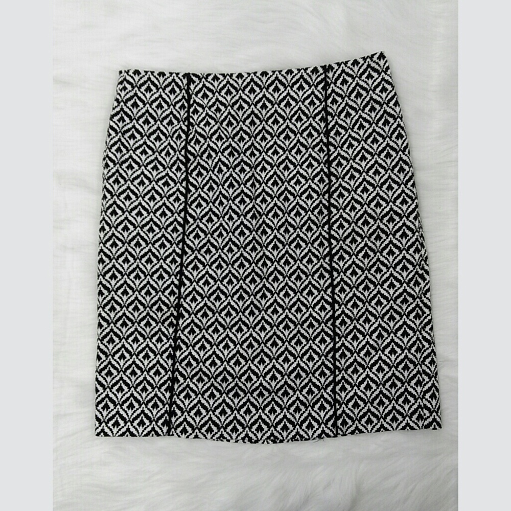 Elliott Lauren Womens Pencil Skirt Black White Geo